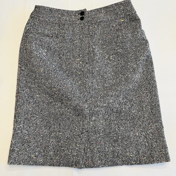 TALBOTS Petite Wool Tweed Gray Fluorescent Pockets 2P Lined Pencil Skirt (A0131) - Picture 1 of 7